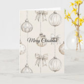 Rustic Cream Snowflakes Ornaments Christmas カード (黄色い花)