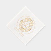 Rustic Crest Ivory Black Old Print Gothic Wedding 箔ナプキン (右)