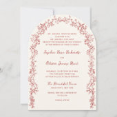 Rustic Crimson Vintage Floral Arch Wedding 招待状 (正面)