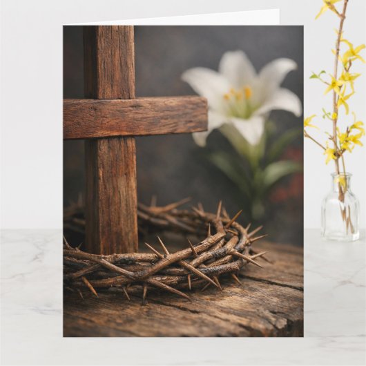 Rustic Cross & Lily カード (黄色い花)