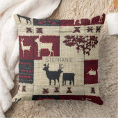 Rustic Cross-Stitch Patchwork | Folk Holiday Motif クッション (ブランケット)