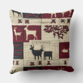 Rustic Cross-Stitch Patchwork | Folk Holiday Motif クッション (裏面)