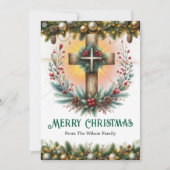 Rustic Cross with Wreath Christmas  シーズンカード (正面)