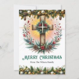 Rustic Cross with Wreath Christmas  シーズンカード