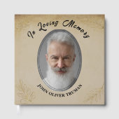 Rustic Custom Text Photo Memorial Funeral Leaves ゲストブック (正面)