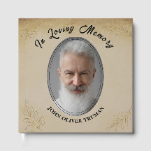Rustic Custom Text Photo Memorial Funeral Leaves