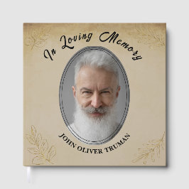Rustic Custom Text Photo Memorial Funeral Leaves ゲストブック