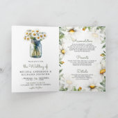 Rustic Daisies Floral Mason Jar QR Code Wedding 招待状 (内部)