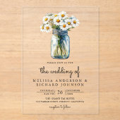 Rustic Daisies Floral Mason Jar Wedding アクリル招待状 (正面)