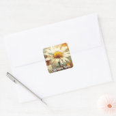 Rustic Daisy Flower Art Custom スクエアシール (封筒)