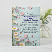 Rustic Daisy & Heart Wedding Invitation 招待状 (スタンド正面)