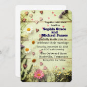 Rustic Daisy & Heart Wedding Invitation 招待状 (正面/裏面)