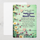 Rustic Daisy & Heart Wedding Invitation 招待状 (正面/裏面)