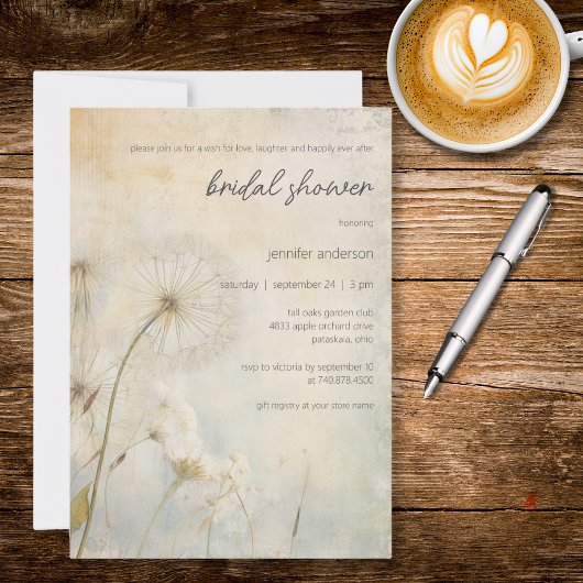 Rustic Dandelion Bridal Shower Invitation 招待状