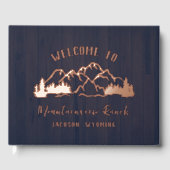 Rustic Dark Blue Wood Mountain Landscape ゲストブック (正面)