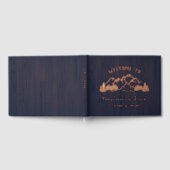 Rustic Dark Blue Wood Mountain Landscape ゲストブック (全面)