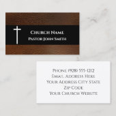 Rustic Dark Brown Leather Church 名刺 (正面/裏面)