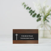 Rustic Dark Brown Leather Church 名刺 (スタンド正面)