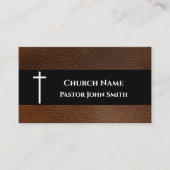 Rustic Dark Brown Leather Church 名刺 (正面)
