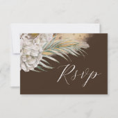 Rustic Dark Brown Watercolor Floral RSVP (正面)