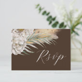 Rustic Dark Brown Watercolor Floral RSVP (スタンド正面)