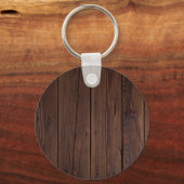 Rustic Dark Brown Wood Wooden Fence Country Style キーホルダー (正面)