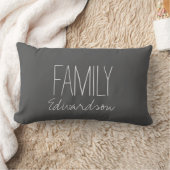 Rustic dark gray Family script monogram name  ランバークッション (ブランケット)