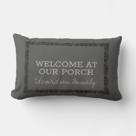 Rustic dark gray welcome porch family name アウトドアクッション