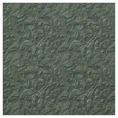 Rustic dark green tooled leather floral ファブリック (見本)