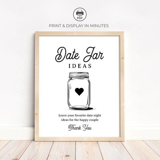 Rustic Date Jar Ideas Sign for Bridal Shower ポスター