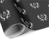 Rustic Deer Antlers Monogram Custom Color ラッピングペーパー (ロールコーナー)