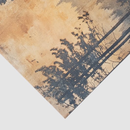 Rustic Deer Silhouette of Deer on Forest Trail 薄葉紙 (詳細)