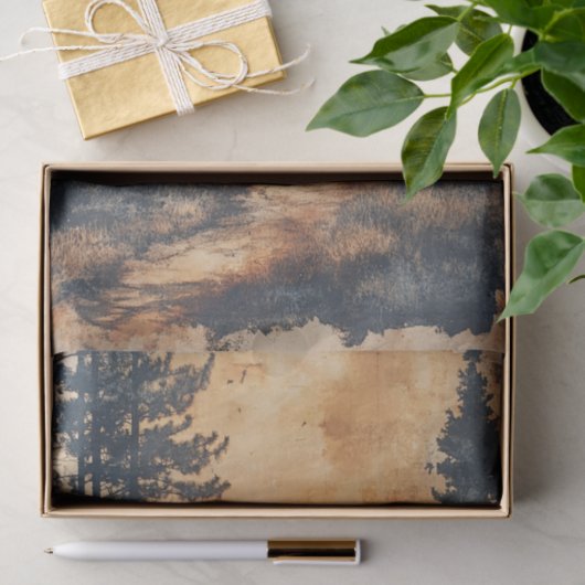 Rustic Deer Silhouette of Deer on Forest Trail 薄葉紙 (ギフト)