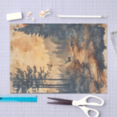 Rustic Deer Silhouette of Deer on Forest Trail 薄葉紙 (クラフト)