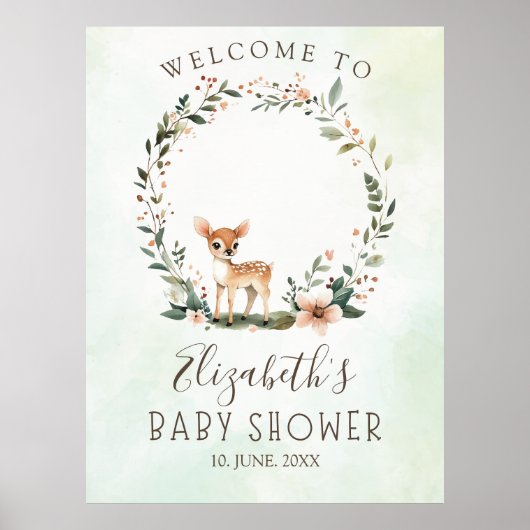 Rustic Deer-Themed Baby Shower ポスター (正面)