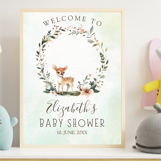 Rustic Deer-Themed Baby Shower ポスター