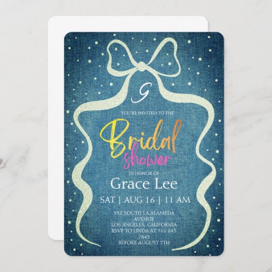 Rustic Denim Bridal Shower Invitation 招待状 (正面/裏面)