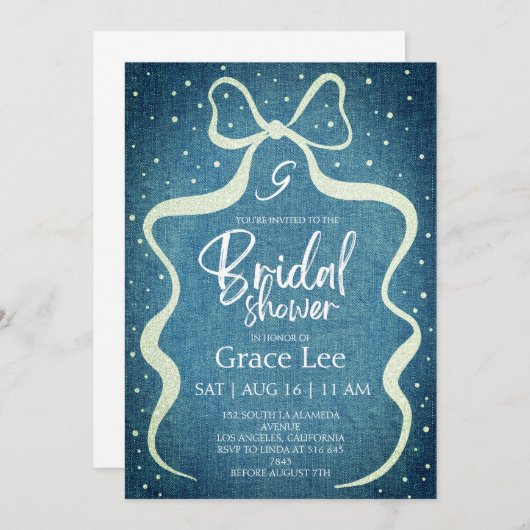 Rustic Denim Bridal Shower Invitation 招待状 (正面/裏面)