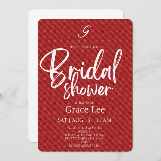 Rustic Denim Bridal Shower Invitation 招待状 (正面/裏面)
