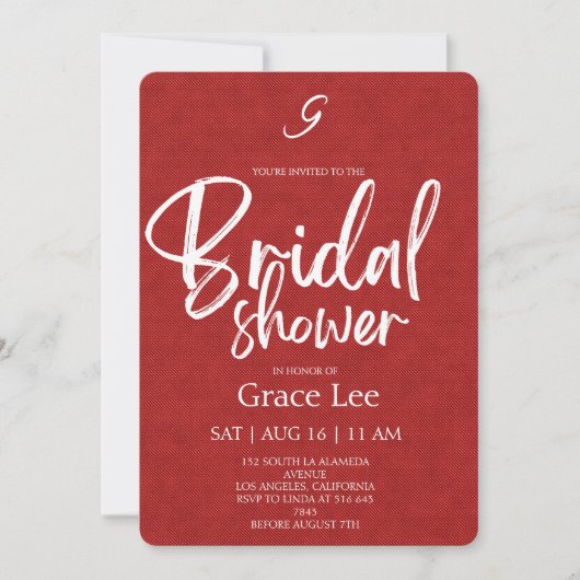 Rustic Denim Bridal Shower Invitation 招待状 (正面)