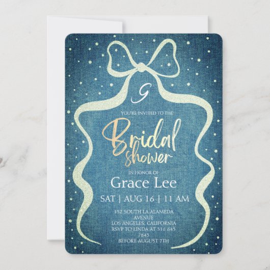 Rustic Denim Bridal Shower Invitation 招待状 (正面)