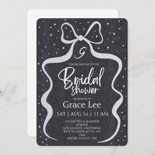 Rustic Denim Bridal Shower Invitation 招待状 (正面/裏面)