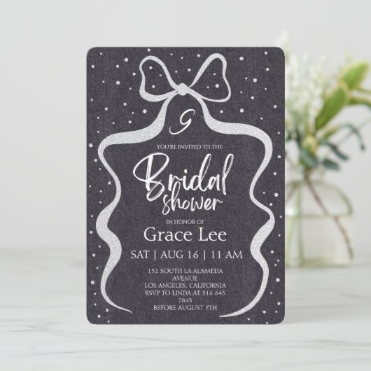 Rustic Denim Bridal Shower Invitation 招待状 (スタンド正面)