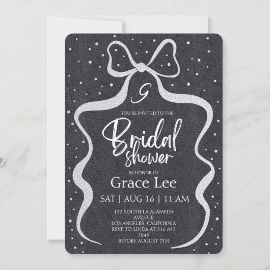 Rustic Denim Bridal Shower Invitation 招待状 (正面)