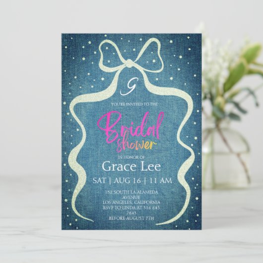 Rustic Denim Bridal Shower Invitation 招待状 (スタンド正面)