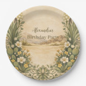 Rustic Desert Botanicals Birthday ペーパープレート (正面)