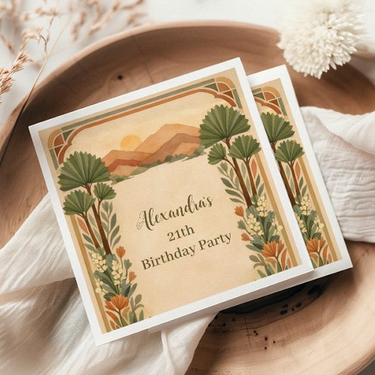 Rustic Desert Florals Birthday スタンダードカクテルナプキン