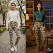 Rustic Diagonal Plaid Tweed Weave Earth レギンス