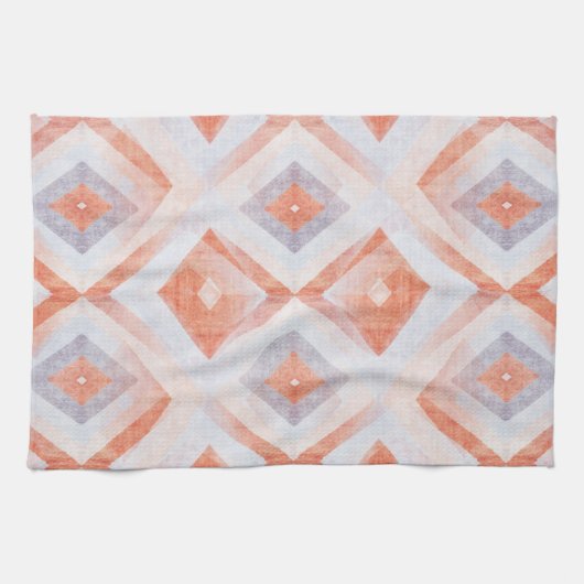 Rustic Diamond Geometric in Terracotta and Blue キッチンタオル (横)