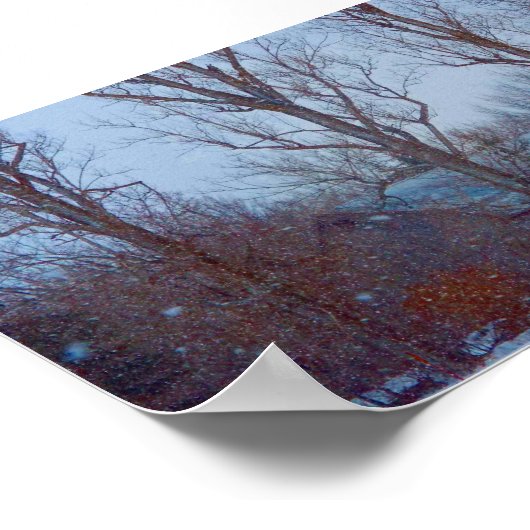 Rustic distressed red barn in winter snow holiday ポスター (角)